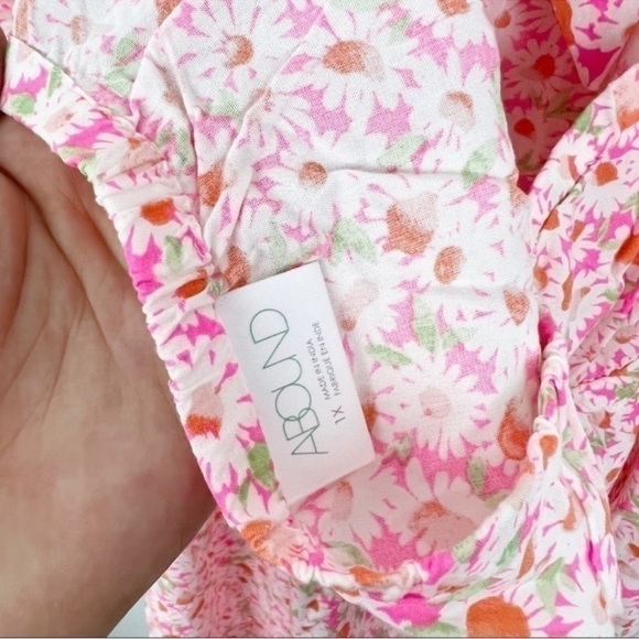 Abound Floral V-neck Halter Neck Skater Mini Dress Size 1X NEW Pink/White - Picture 9 of 10